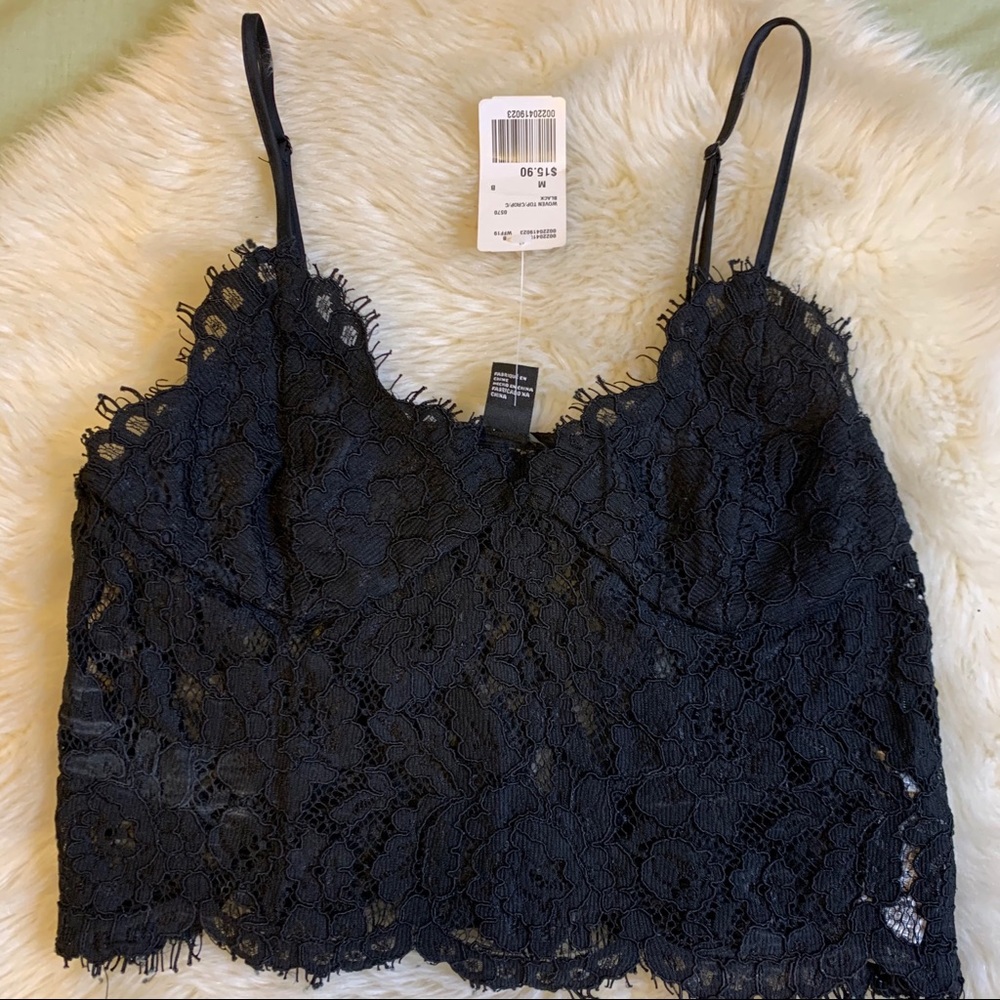 New with tags black lace crop top